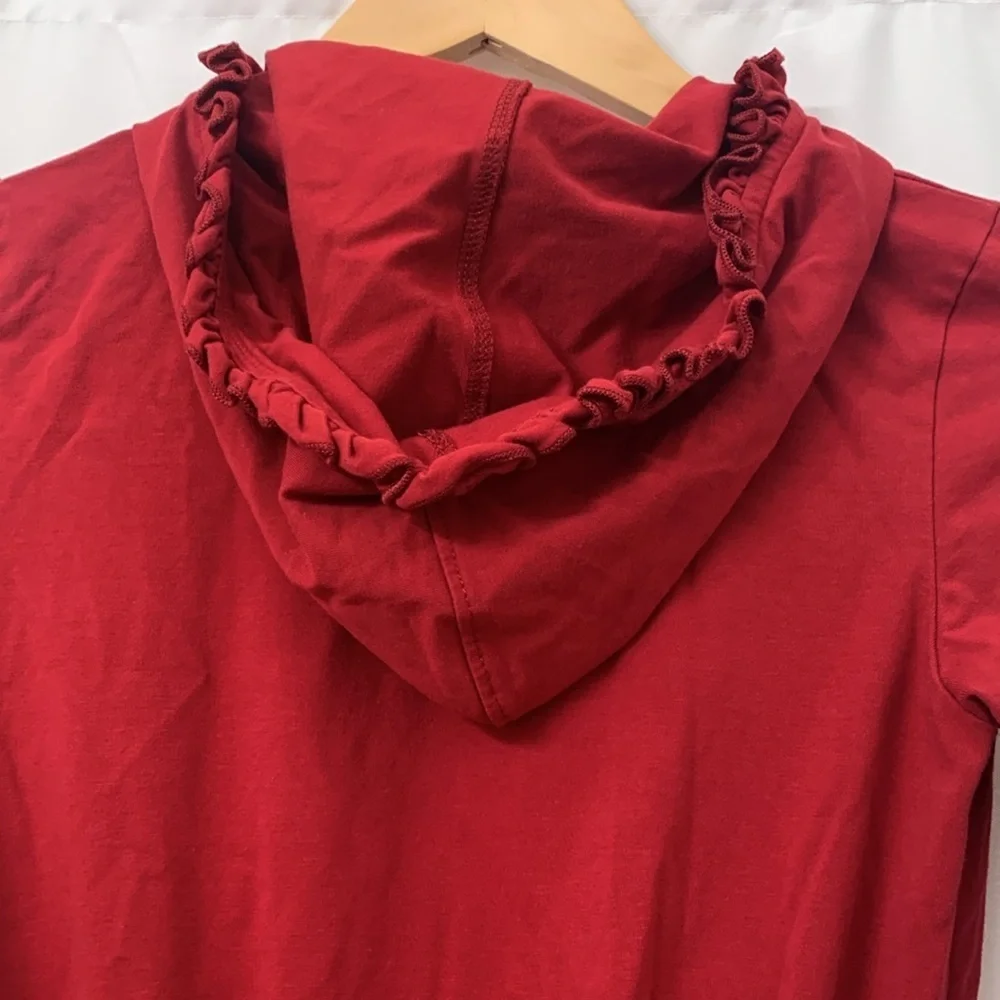 Girls Marie Nicole Ruffle Burgundy Hooded Jacket Size 10 EUC‎